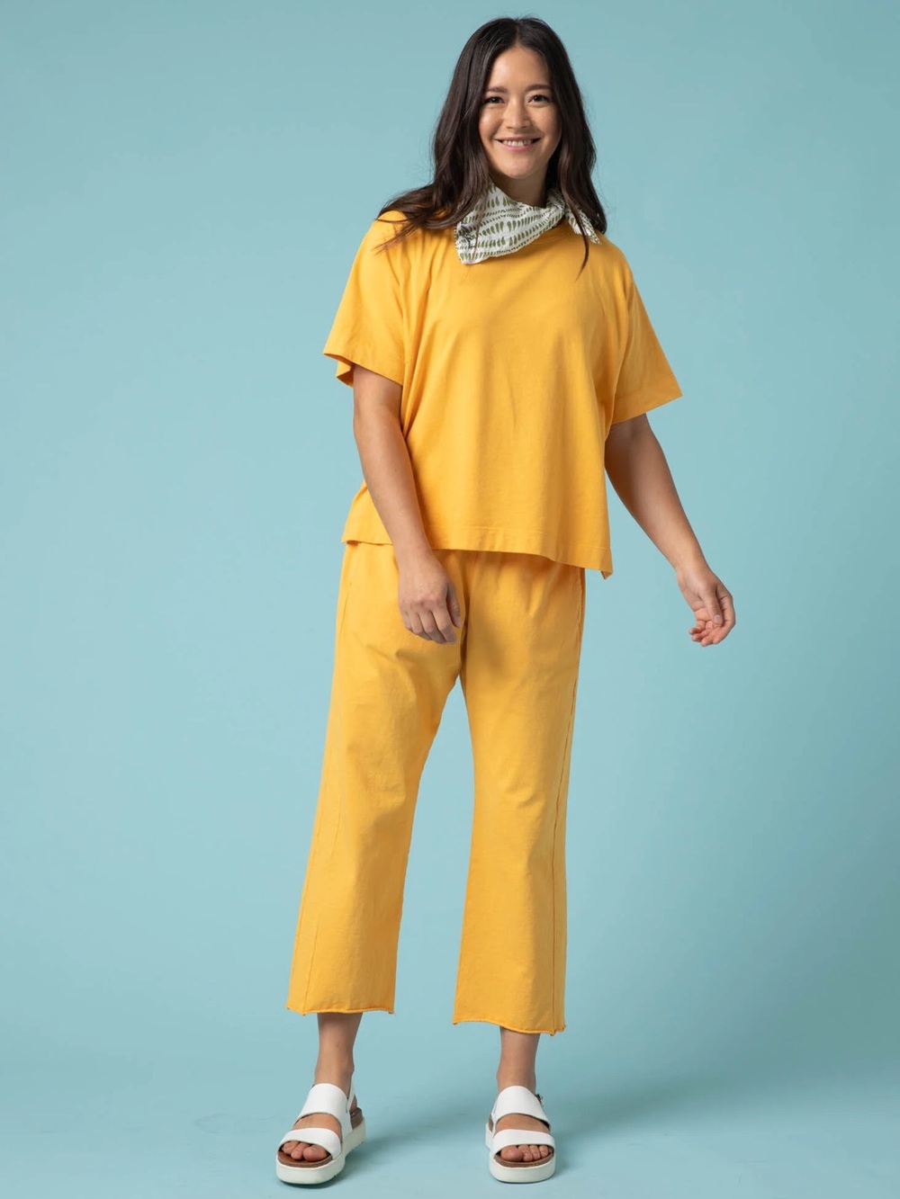 And For Good Daybreak Pant Mango XS/S Organic Cotton Crop Wide Leg Pull On NW